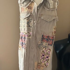 POL Patchwork Sleeveless Denim Ves